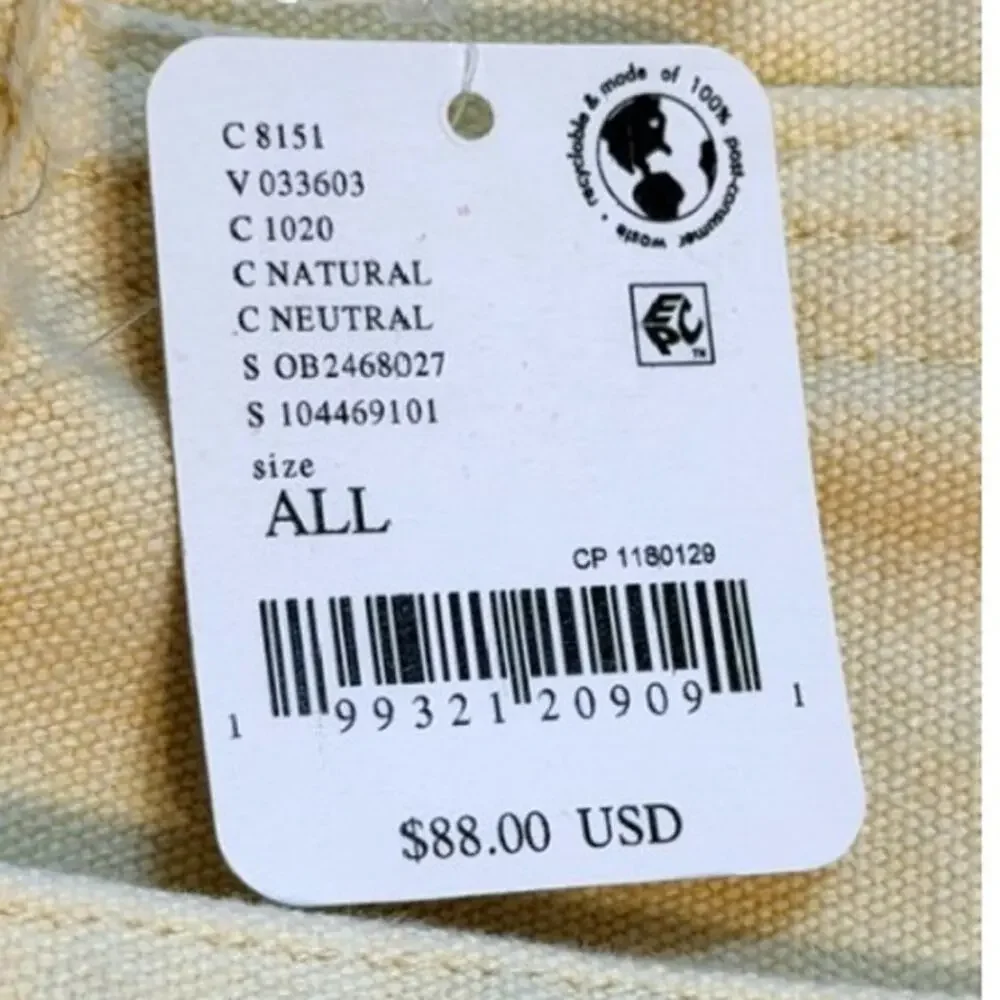 NWT Free People Cordes Canvas Tote Natural Blue Stripe Bag